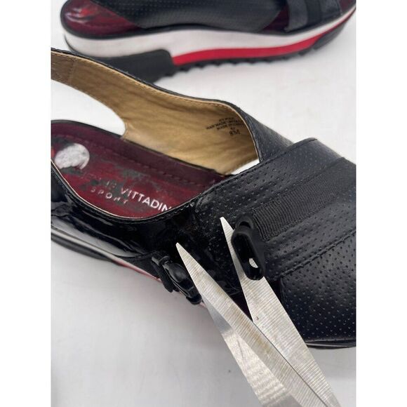 Adrienne Vittadini Women Black Slingback Platform Cross Front Sandal Size 8 - Picture 7 of 10